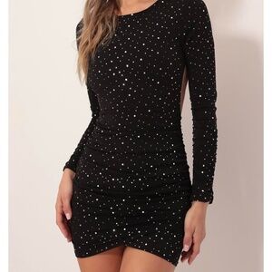 Lucy in the Sky black sparkly backless dress